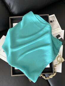 1 Stück Damen einfarbiger Quadratischer Schal, modischer einfarbiger Seidenschal für Damen vielseitig als Haarband, Taillengürtel, Taschengurt oder Halstuch zu verwenden - Kong Lan - Übersicht 4