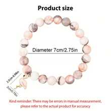 Bracelet en perles marbré rose et blanc fait à la main avec un charm flamant rose. Carte de message inspirationnel incluse - Cadeau idéal pour les enseignants, partenaires, parents pour les anniversaires, la Saint-Valentin, la Fête des Mères, l'Action de Grâce