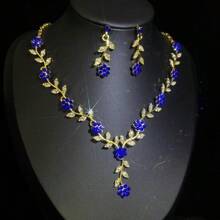 1 Set Damen Schmuckset - Halskette, Ohrringe (3 Stücke), elegantes Strass-besetztes Schmuckset, geeignet für Hochzeit, Bankett, formelle Anlässe