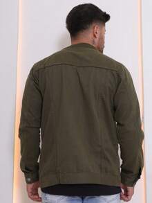 Men's Denim Jacket Men's Denim Jacket With Pockets - Green - View 2