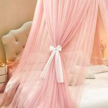 Bed Canopy For Girls & Adults, Round Dome Lace Princess Canopies Netting, Cute Double Layer Bed Canopy Drapes For Decoration, Playing,Reading,Sleepping - Pink - View 5