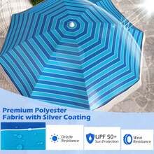 Lifezeal 6.5 FT Outdoor Fringe Patio Umbrella With Carrying Bag Push Button Tilt For Garden White/Navy/Green - 藏蓝色 - 查看 8