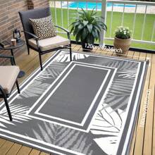 Outdoor Rug,Patio Rug,Reversible Portable Outdoor Plastic Straw Rug,Camping Rugs For Outside RV,Large Waterproof Area Rugs For Patio,Deck,Picnic,Porch,Balcony(6'x 9',White&Gray)
