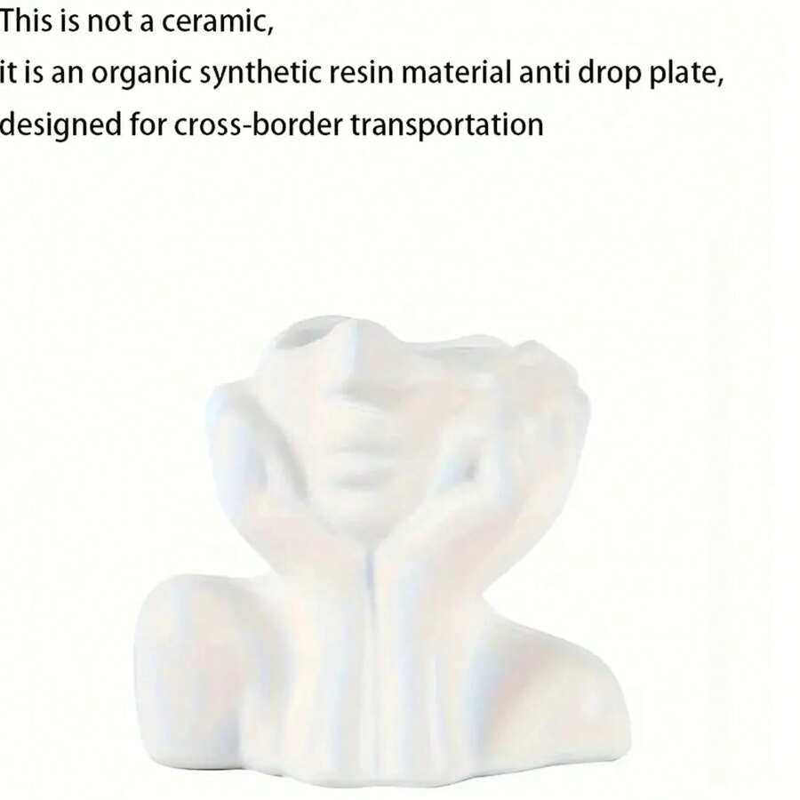 1PC White Resin Face Vase, Female Shape Head Half Body Chest Vase Bohemian Feminism Minimalist Decor Modern Nordic Style Vase For Home Living Room Office Bookshelf Decoration - Face Vase - View 1