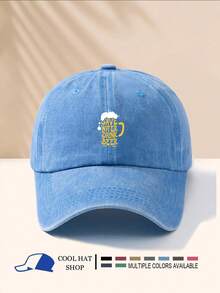 1 chiếc Mũ lưỡi trai cổ điển in logo bia cổ điển, Mũ vành cong phong cách Hipster Hip-Hop, Mũ lưỡi trai chống nắng có thể điều chỉnh, Mũ lưỡi trai Unisex cho bố - Mũ đã rửa - Xem 2