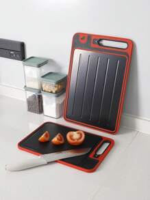 1pc Small/Large Reversible Multifunctional Cutting Board, PP Aluminum Alloy Kitchen Cutting Board, Stainless Steel Chopping Board, Kitchenware For Cutting Fruits & Meats, Outdoor Cutting Board