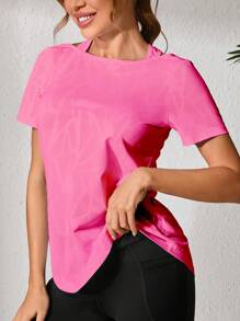 Damen Fitness Tanz Workout lässiges Gewebe Yoga Bekleidung, professionelles Laufen lose Sport Top mit ausgeschnittenem Rücken Workout Kleidung, neuer loser weißer Sommer schlankender ausgeschnittener Rücken Kurzarm Active T-Shirt, Pilates Training Fitness T-Shirt für Frauen