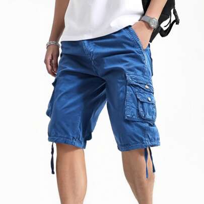 Men's Pure Cotton Solid-Color Outdoor Functional Mountain Style Tough Guy Functional Camping, Hiking, Off-Road Leisure Fishing, High Street Fashion St