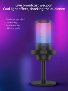 ميكروفون ضغطي RGB Esports لألعاب الكمبيوتر مزود بقابس USB