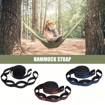 2 Packs 2m Heavy-Duty Hanging Ropes With D-Rings - Orange, Black & Blue Straps For Hammocks, Swings & Outdoor Camping