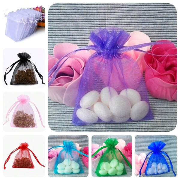 50pcs Lavender Gift Bags, Organza Wedding Favor Bags, Candy Packaging Bags, Table Decor Bags