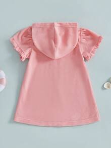 Girls Swimwear Cover Up - Zip Front Hooded Beach Robe 1-6 Years  Short Sleeve Poolside Wrap  Quick-Dry UV Protection - Pink - View 8