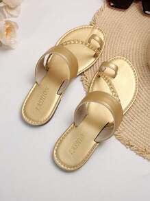 New Plus Size Women Open Toe Woven Simple Comfortable Flat Slippers Sandals, Casual Fashion Outdoor Beach Style Summer Shoes