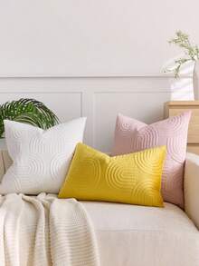 1/2 Buah Sarung Bantal Dekoratif Mewah, Sarung Bantal Berlapis Geometris, Sarung Bantal Persegi Panjang Lembut Berwarna Polos - Putih - View 4