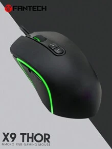 FANTECH فأرة ألعاب سلكية FANTECH X9، RGB، 7 أزرار ماكرو قابلة للبرمجة ، راحة حقيقية للاعبين المبتدئين للحاسوب الشخصي بنظام وندوز ،باللون الأسود