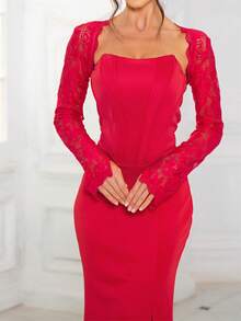 Elegant Sexy Backless Split Fishtail Hem Evening Dress, Party, Graduation, Weddings, Formal Events, Spring/Summer/Autumn - Red - View 7