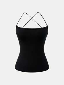 XLLAIS 性感露背交叉条纹夏季上衣弹力休闲吊带度假装女式吊带衫