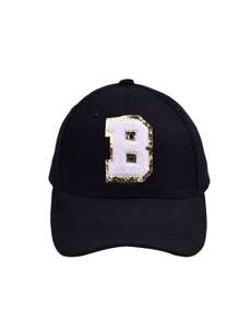 1 Pieza Gorra de béisbol unisex con letra del alfabeto A-Z simple, ajustable, para uso casual al aire libre, sombrero protector solar para niños