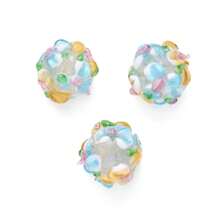3pcs Floral Glass Beads - With 3D Flower Surface, DIY Jewelry Making Accessories, Suitable For Bracelets, Necklaces, Earrings, Keychains, Phone Straps, And Craft Projects