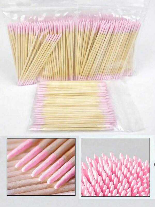 100pcs/300pcs/500pcs Nails Wood Cotton Swab Clean Sticks Bud Tip Wooden Cotton Head Manicure Detail Corrector Nail Polish Remover Art Tool