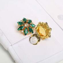 2 أزرار أكمام جذابة بغطاء الزر مزينة براينستون على شكل زهرة لأزرار أطراف القميص بدون خياطة، متعدد الألوان لبدل الأعمال والفساتين والبدلات الرسمية والملابس، هدية عيد الميلاد