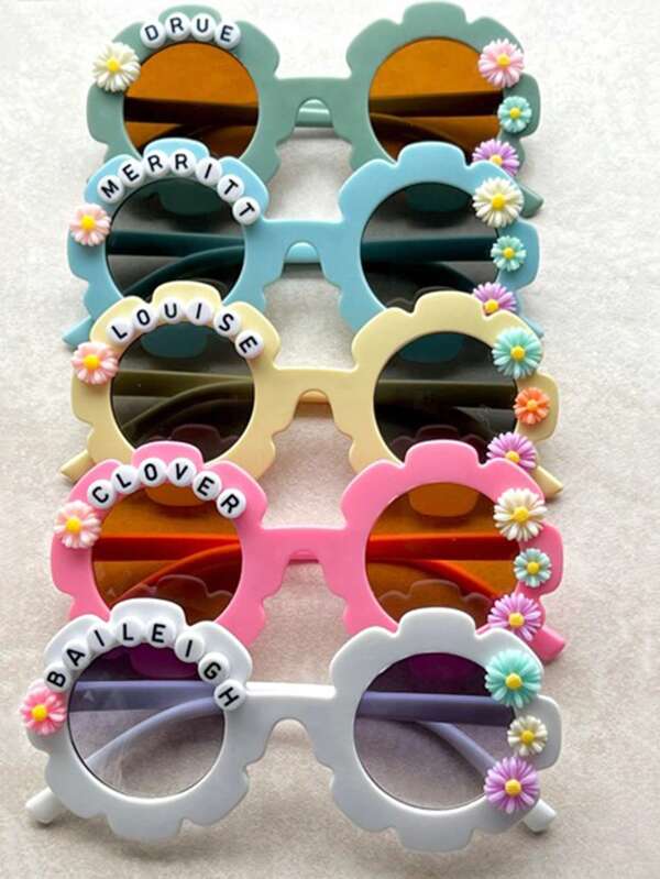 1 pièce Lunettes de mode à fleurs personnalisées pour enfants, lunettes cadeau de Pâques, lunettes à marguerites, personnalisé