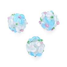 3pcs Floral Glass Beads - With 3D Flower Surface, DIY Jewelry Making Accessories, Suitable For Bracelets, Necklaces, Earrings, Keychains, Phone Straps, And Craft Projects