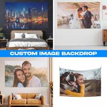 1Pc Personalized Customized Tapestry - Fast Shipping, Made In The USA - Upload Your Own Images To Get A Unique Wall Hanging Background, Perfect For Home And Living Room Decoration, Bedroom Wall Art, Suitable For Birthdays, Weddings, Halloween, Christmas, Parties, Father/Mother's Day, Home Decoration Personalized Ideal Gift - 彩色 - 查看 8