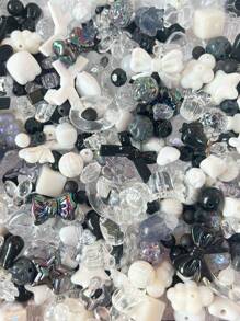 50/100g Cuentas acrílicas de colores variados, en formas de flores, lazos, estrellas y corazones, para hacer joyas, pulseras, collares, cadenas de teléfono móvil y accesorios hechos a mano