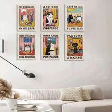 1 Stück / 3 Stücke Wandkunst Poster Optional Rahmen Vintage Tiere Retro Küche Leinwand Poster Katze Koch Kunst Druck Geschirr Wandkunst Bilder Schlafzimmer Küche Wohndekoration Geschenkideen, geeignet für Wohnzimmer Schlafzimmer Dekorationsbilder, geeignet für Wohn- und Studentenwände, Wohnzimmer und Bar Dekoration, Essbereich oder Bad Dekoration, Raumdekoration, hochwertig, Leinwandkunst für Innen-/Außenbereich, ohne Rahmen