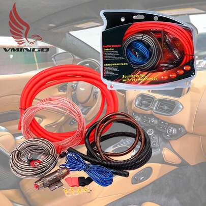 Kit Amplificador Instalacion Cable Duradero Conexión Rca Altavoces Audio Auto 8GA Portafusibles 60A Subwoofer HD 5m 2600W Cobre Niquelado Vmingo Mexico