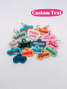 Customized Cat Dog Tag, Acrylic Pet ID Tag, Personalized Dog Name Tag, Star Shape Pet Accessories, Pet Gift, Medical Alert Jewelry, Engraved - Multicolor - View 1
