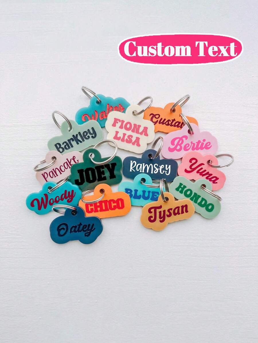 Customized Cat Dog Tag, Acrylic Pet ID Tag, Personalized Dog Name Tag, Star Shape Pet Accessories, Pet Gift, Medical Alert Jewelry, Engraved - Multicolor - View 1