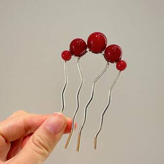 Chinese Style Faux Pearl 4-Prong Bun Maker Hair Stick Hairpin Comb Accessories Combs For Hair Side Comb, Wedding, Bridesmaids Gifts, Hair Accessories