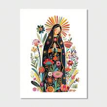 1pc Our Lady Of Guadalupe | Digital Art Of Our Holy Bible | Wildflower Folk Art | Wall Art Of Our Lady Of Guadalupe | Modern Christian Home Decoration | Frameless - Multicolor - View 11