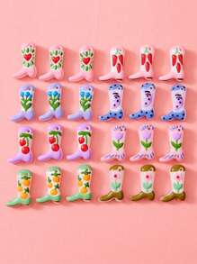Juego de 1/5/10/20/30/50 piezas de dijes esmaltados pintados a mano de colores múltiples, lindos dijes que incluyen botas, cerezas, chiles, corazones, flores, luna, adecuados para la fabricación de joyas DIY, dijes, collares, aretes, llaveros, regalos para el Día de San Valentín, Día de la Madre