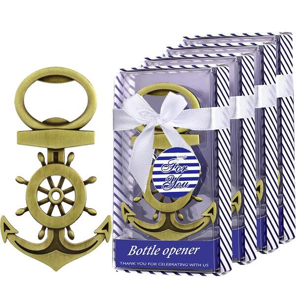 12pcs Rudder Bottle Openers, Most Popular Ocean Wedding Party Favors Decorations, Ocean Theme Bottle Openers, Beach Party, Bridal Shower Gifts, Birthday Party Favors, Decor And Souvenirs, Wedding Favor And Marriage Gift, Valentine's Day Present, Kitchen And Bar Supplies