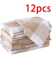 2/6/12/240pcs Retro Minimalist Plaid Dinner Napkins, Suitable For Party, Banquet, Wedding, Reusable And Washable