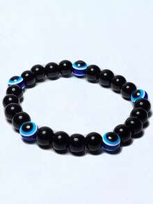 1pc Retro Evil's Eye Stretch Bracelet For Men 8mm Black Tourmaline Protection Bracelet, Emotional Balance, Positive Energy Healing Meditation Jewelry - Multicolor - View 8