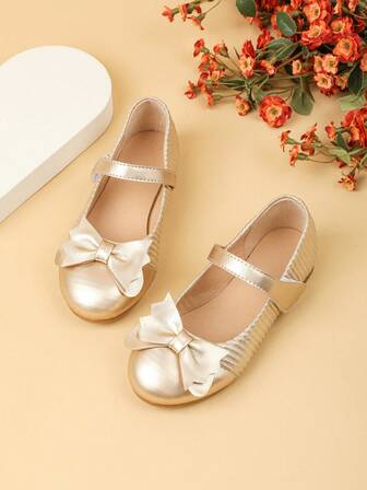 儿童平底鞋金色女童公主芭蕾平底娃娃鞋