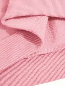 女士粉色落肩卫衣，100%纯棉，梦幻日落印花，宽松圆领，适合春秋季穿着。 - 粉色 - 查看 3