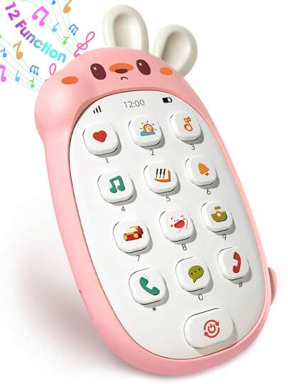 ODAPTO 赤ちゃん向けおもちゃ 携帯電話 知育&音楽、男の子女の子ギフト用、赤ちゃんのおもちゃ 感覚教育ウサギ型学習フォン、音響効果多数、歯固め音楽玩具、子供向け可愛い音楽学習電話おもちゃ、楽しく教育的なインタラクティブプレイ、子供への最高のギフト