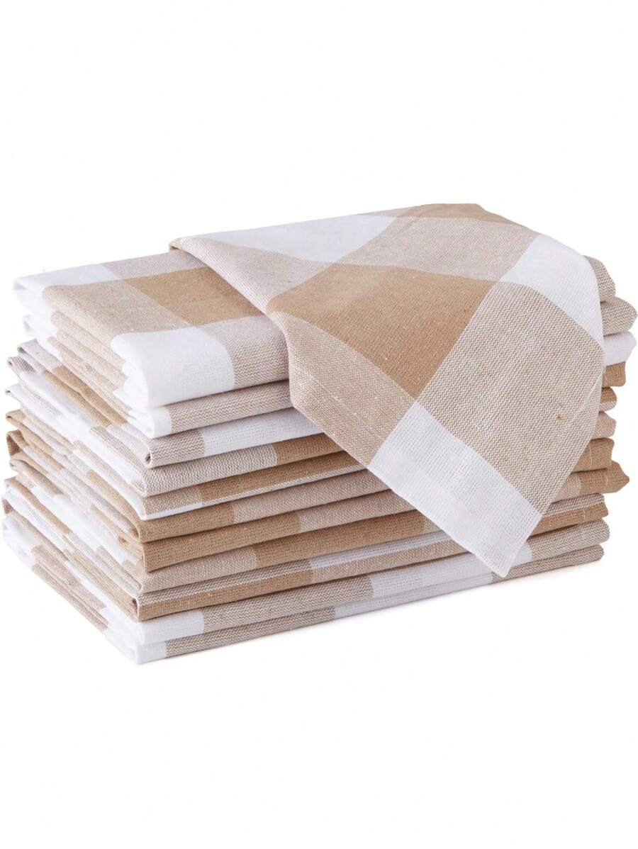 2/6/12/240pcs Retro Minimalist Plaid Dinner Napkins, Suitable For Party, Banquet, Wedding, Reusable And Washable