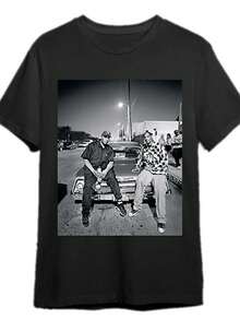 Vintage Snoop Doggy Dogg And Dr. Dre T Shirt 338031 Funny Men'S Short Sleeve Graphic T-Shirt Collection Black PR - 黑色 - 查看 1