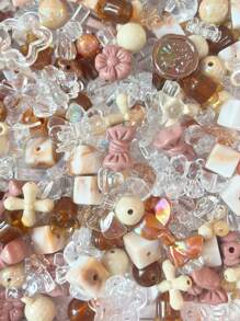50/100g Cuentas acrílicas de colores variados, en formas de flores, lazos, estrellas y corazones, para hacer joyas, pulseras, collares, cadenas de teléfono móvil y accesorios hechos a mano