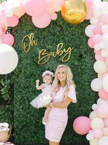 Wooden Baby Shower Signs, Party Banner, Suitable For Boy/Girl Baby Shower Decorations, Gender Reveal Party Backdrop, Photography Background - Multicolor - View 5