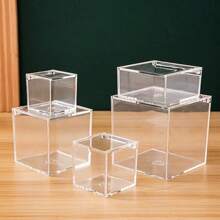 Cajas de plástico transparente, cajas de almacenamiento de joyas, cajas de almacenamiento decorativas de cubo cuadrado para exhibir caramelos, pastillas, joyas pequeñas, juguetes, regalos y obras de arte