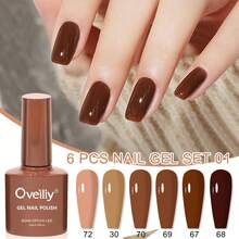 6 件套彩色凝胶指甲油套装，带全息剥离 UV 凝胶指甲亮粉，适用于美甲凝胶套装 - 彩色 - 查看 2