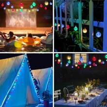 Solar Light String With Crystal Ball Design - Energy Saving Outdoor Garden Decor String Lights, 20/50/100 LED Lights With Multiple Components, Semi-Recessed Installation, Button Control, Detachable Fixtures, Recessed, Plastic Lampshade, Rechargeable Ni-Cad Battery - Ideal For Wedding, Party, Courtyard, Garden, Christmas And Halloween Celebrations