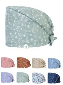 1 pieza Gorra de trabajo con bordado de mariposa de poliéster para mujeres, adecuada para médicos, enfermeras, amas de casa, antibacteriana y antipolvo, aplicable para primavera, verano, otoño e invierno